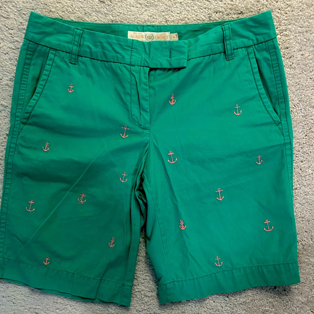 J Crew Vintage Classic Chino Bermuda Short w/Pink Anchor Embroidery